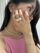 [92.5 silver] Cute リボンピアス
