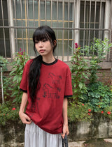 [unisex] モアブ ホース プリンティング リンガー ショート スリーブ ティー