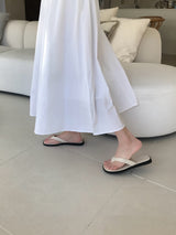 Ended Square Leather Flip Flop Slipper 