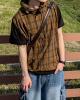 Crinkle Check Hooded Anorak Vest