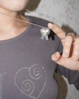 [925SILVER] ADORN HEART RIBBON NECKLACE