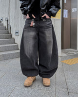 Dot heavy brushed balloon denim pants