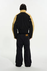 Colorblock Cropped Biker Jacket