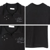Lasso Eyelet Lettering Collar Tee