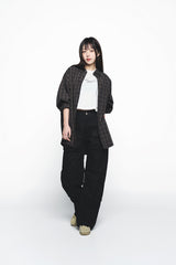 25SS ロゴエンボオーバーサイズチェックシャツ ブラック
