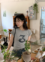 ナンバーアイレットスリムクロップショートスリーブT（３色）