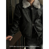 [F/W] Real raccoon fur leather blouson(3color)
