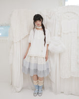 Blooming garden patchwork skirt / ivory
