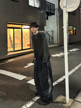 Jet Side Zipper Wide Balloon Pants