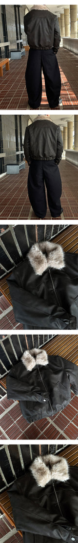 [F/W] Real raccoon fur leather blouson(3color)