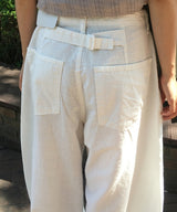 Demon Pastel Summer Cotton Big Wide Long Cotton Pants with Belt Detail 4 Colors