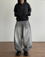 Cement Curved Denim Pants