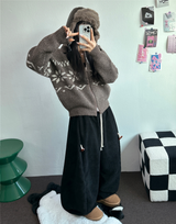 スノーフラワーカラーノルディックツーウェイジッパーニットジップアップ❤🖤🤎🩶🤍5カラー