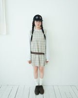 チェックボタンドレス / brown