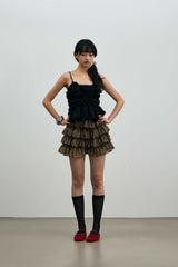 LEOPARD CANCAN MINI SKIRT PANTS / BROWN