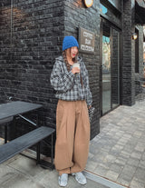 ベイチェックシアリングフード付きジャンパー