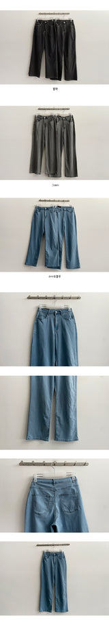 【ベーシック・ロング/S～2XL】【夏のロングパンツ！】ポベンセミワイドデニムパンツ