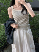 Cozy Border Cotton Rib Sleeveless (4color)