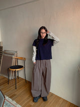 [unisex] ダラスピンタックコットンバンディングワイドパンツ