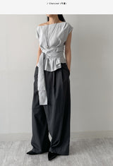 Unbalance Nylon Strap Wide Pants