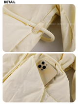 Neck warmer scarf layered half-down jacket