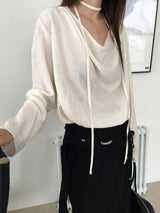 Deep drape scarf blouse