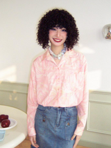 Three-color butterfly print loose long-sleeved shirt