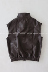 leather oversized fit vest jacket