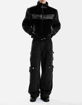 Winter Fur Leather Shearling + Deep Black Knit