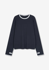 RU クロップ ワッフル カラーポイント ウォーマー ロングTシャツ