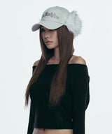 FAUX FUR HOTFIX LOGO EARFLAP CAP_GREY
