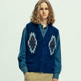 チマヨパターンブラッシュニットベスト navy
