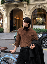 Age Western Pocket Suede Long Sleeve Shirt