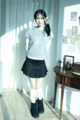 Angora Half-Puff Short-Sleeved Knitwear (2color)