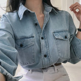 [Bellidmade/Casual] フォレストオーバーフィットデニムシャツ