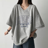 ダスボクシーフィットVネックスウェットショートスリーブTシャツ