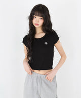 STITCH LINE CROP HALF T-SHIRT [4color]