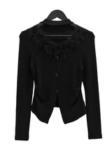 Marie Fur Trimmed Choker Long Sleeve Top