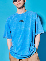 Sakura Animals Azure Denim Washed T-Shirt (Piggy)