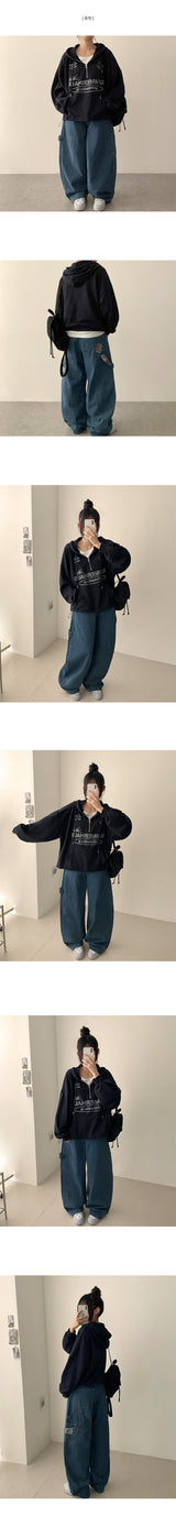ロージーピンクチェックカーペンターワイドデニムパンツ