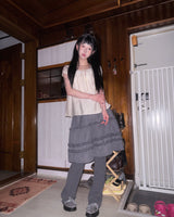 (2color) Frill Tiered Pants Layered Chiffon Skirt