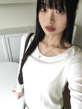 アルカンベーシックリブドUネックインナー長袖Tシャツ