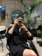 Look Authentic Embossed Check Seersucker Oversized Shirt
