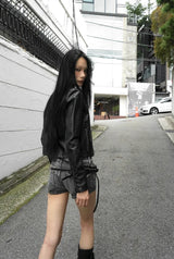26FW★ CROP FADED ZIP LEATHER JACKET