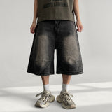Spot Damage Crack Wash Denim Bermuda