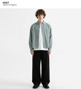 Crop Check Long Sleeve Shirt Mint
