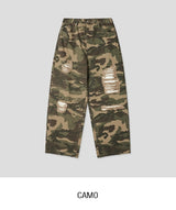 Tack Destroyed Snap Cotton Pants Camo