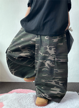 SEMI BALLOON WIDE OVER CARGO MILITARY LONG PANTS 🐝💚🤎 - 2 COLORS