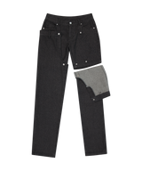 Detachable Button Denim Pants / Black
