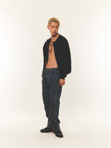 カーブドジッパーデニムパンツ (FOR UNISEX)